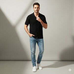 DKNY Textured Knit Resort Shirt – Minimalist Luxury